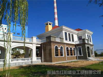 中盐榆林盐化公司GRC构件，花瓶柱，外墙真石漆工程